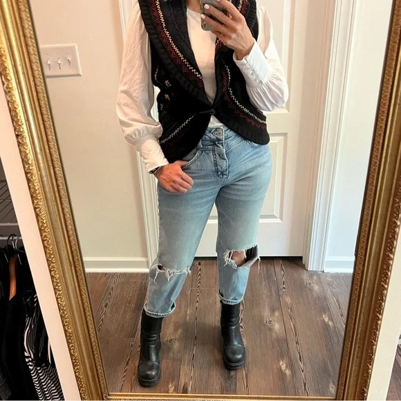 Anthropologie PILCRO distressed high-rise slim jeans size 29 petite light wash - Picture 6 of 16